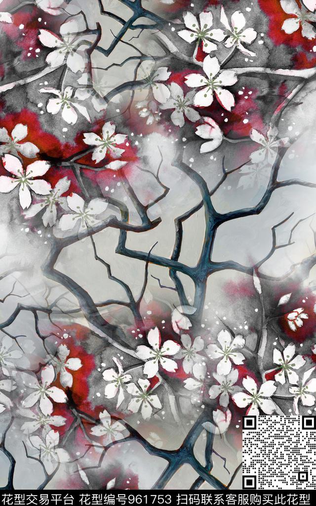 水彩花卉数码华亿平台花卉数码印花华亿平台下载（图片编号: 961753） - 瓦栏（Walan）