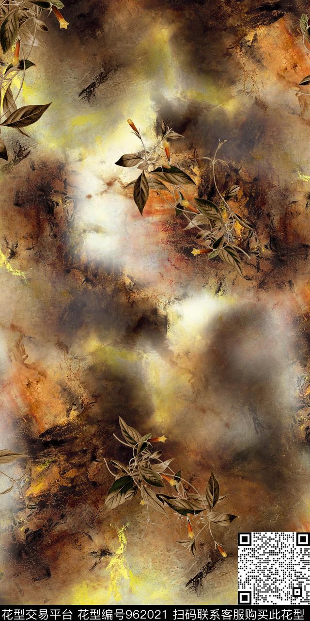 数码华亿平台抽象花卉数码印花华亿平台下载（图片编号: 962021） - 瓦栏（Walan）