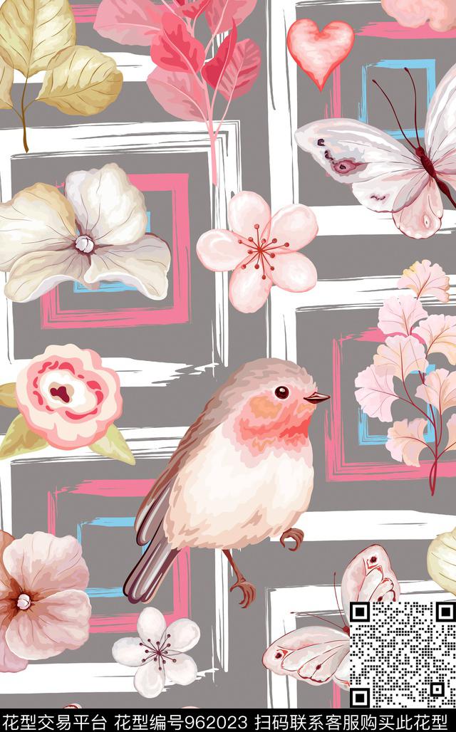花卉几何动物数码印花华亿平台下载（图片编号: 962023） - 瓦栏（Walan）