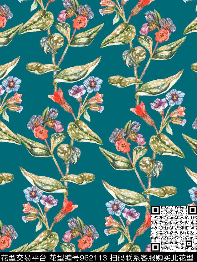 水彩花卉数码华亿平台花卉数码印花华亿平台下载（图片编号: 962113） - 瓦栏（Walan）