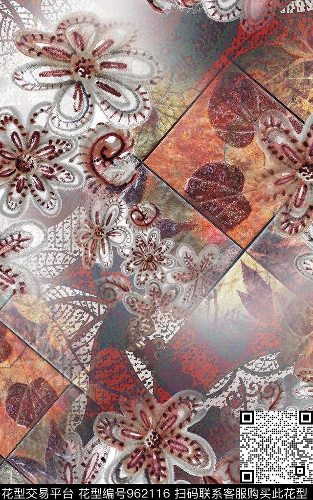 民族风数码华亿平台花卉数码印花华亿平台下载（图片编号: 962116） - 瓦栏（Walan）