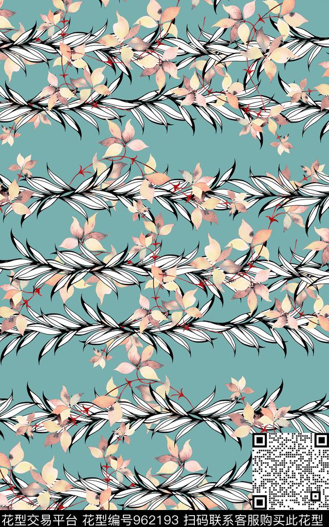 条纹趣味线条花卉数码印花华亿平台下载（图片编号: 962193） - 瓦栏（Walan）