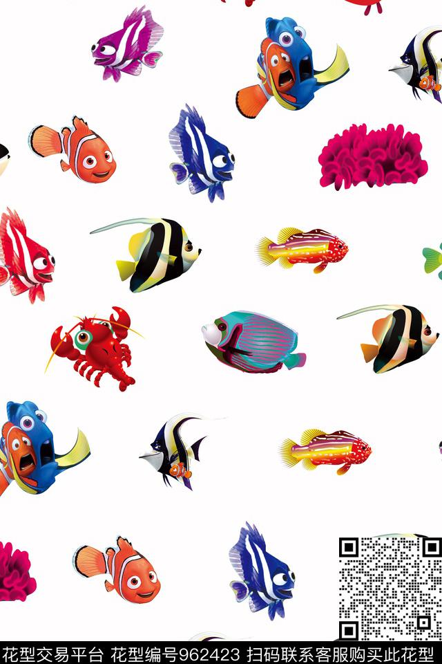章鱼卡通海星数码印花华亿平台下载（图片编号: 962423） - 瓦栏（Walan）