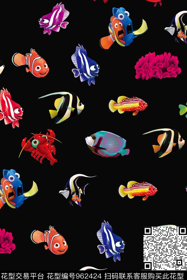 卡通鱼数码印花华亿平台下载（图片编号: 962424） - 瓦栏（Walan）
