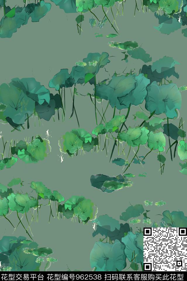 素雅女装绿色数码印花华亿平台下载（图片编号: 962538） - 瓦栏（Walan）