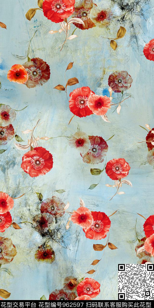 3D立体数码华亿平台花卉数码印花华亿平台下载（图片编号: 962597） - 瓦栏（Walan）