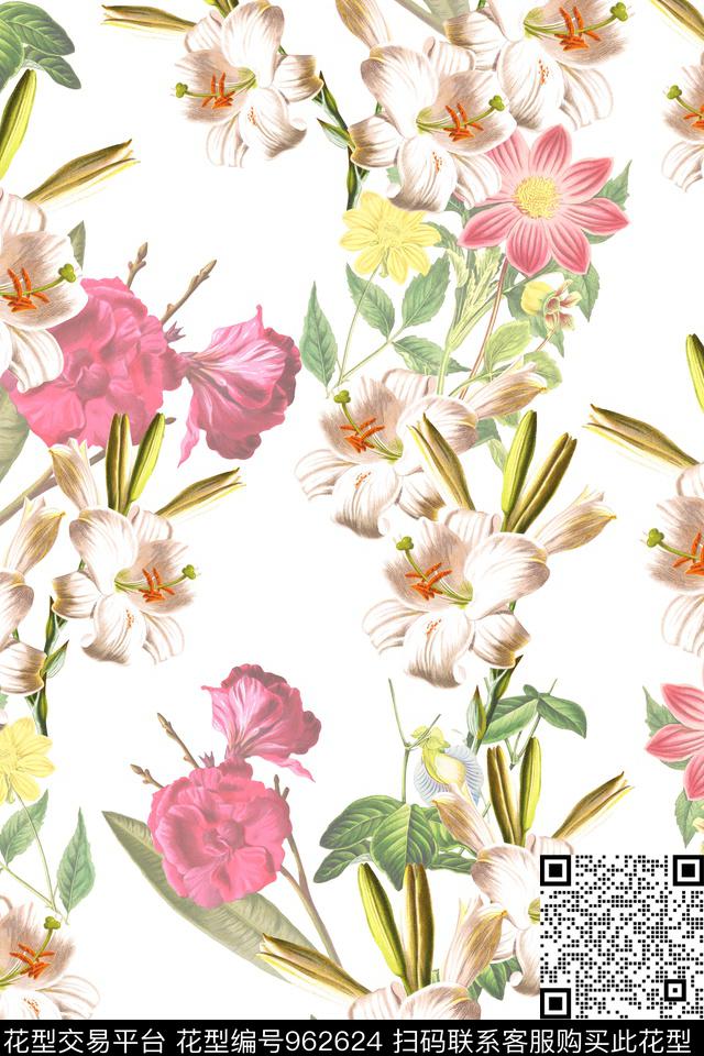 数码华亿平台花卉文艺数码印花华亿平台下载（图片编号: 962624） - 瓦栏（Walan）
