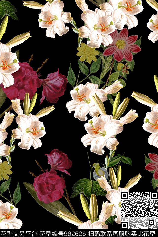 数码华亿平台花卉文艺数码印花华亿平台下载（图片编号: 962625） - 瓦栏（Walan）