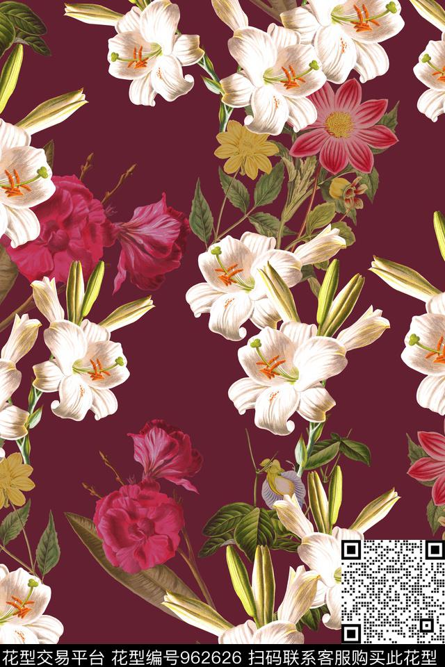 数码华亿平台花卉文艺数码印花华亿平台下载（图片编号: 962626） - 瓦栏（Walan）