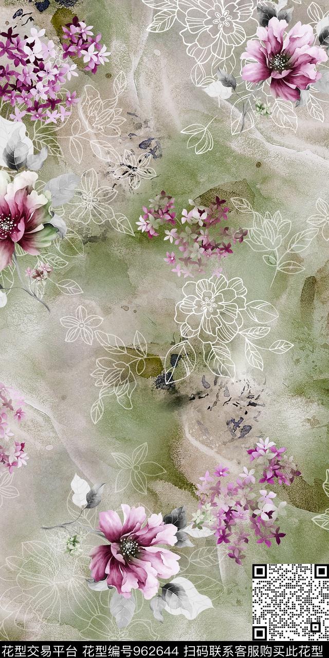 3D立体数码华亿平台花卉数码印花华亿平台下载（图片编号: 962644） - 瓦栏（Walan）