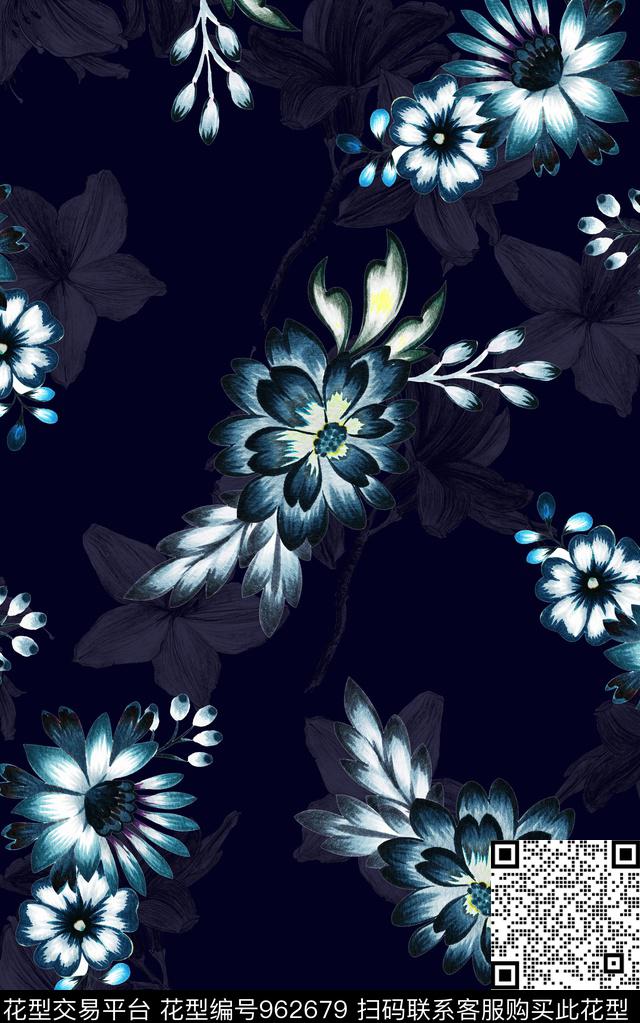 民族风花卉复古数码印花华亿平台下载（图片编号: 962679） - 瓦栏（Walan）