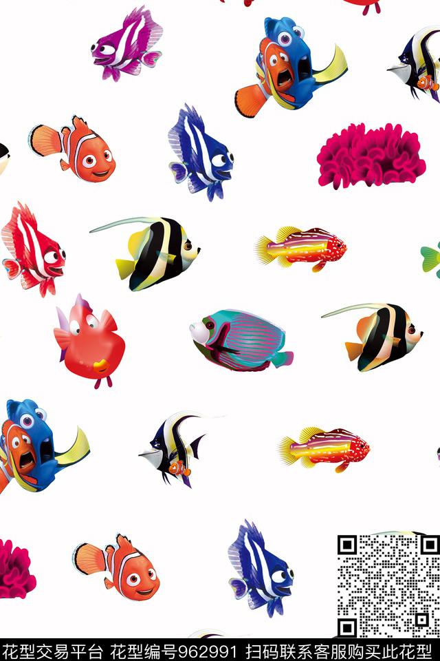 章鱼卡通海星数码印花华亿平台下载（图片编号: 962991） - 瓦栏（Walan）