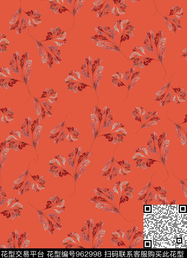 植物花卉清爽底花卉数码印花华亿平台下载（图片编号: 962998） - 瓦栏（Walan）