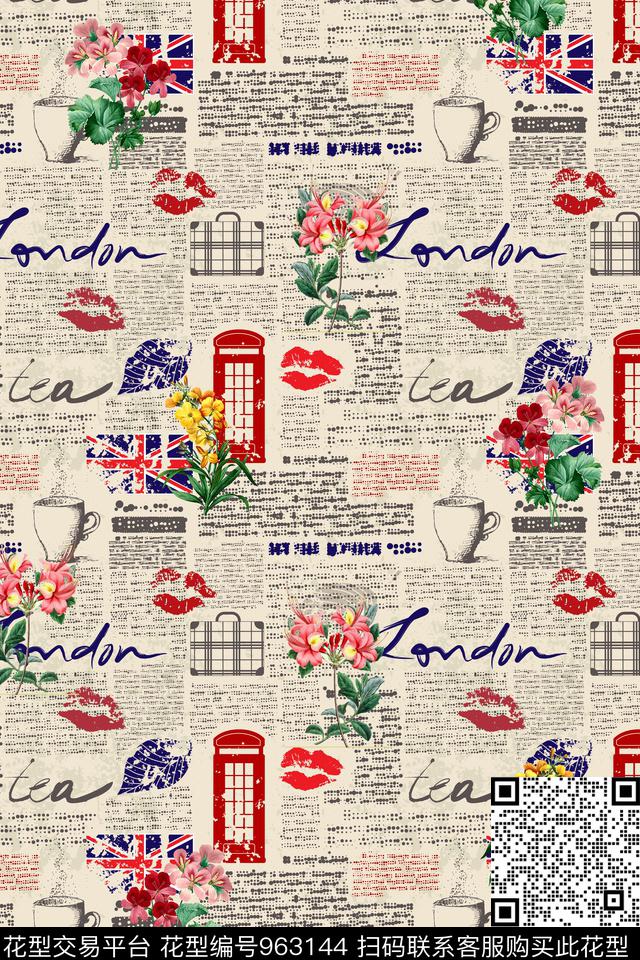 肌理花卉报纸数码印花华亿平台下载（图片编号: 963144） - 瓦栏（Walan）