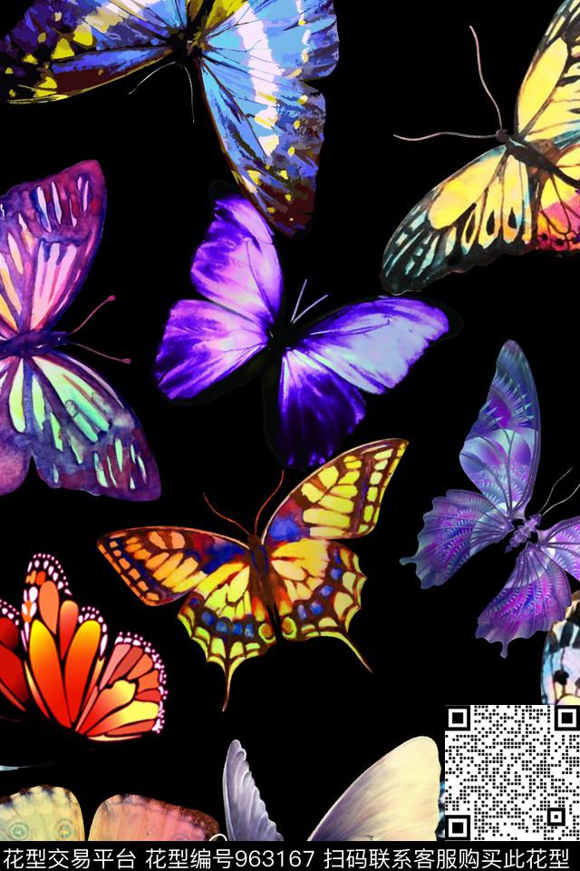 数码华亿平台蝴蝶动物数码印花华亿平台下载（图片编号: 963167） - 瓦栏（Walan）