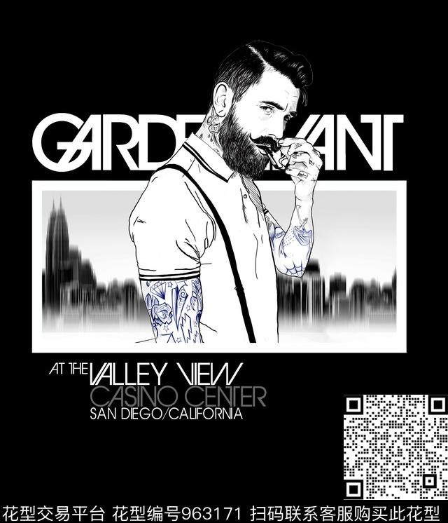 人物男装抽象数码印花华亿平台下载（图片编号: 963171） - 瓦栏（Walan）