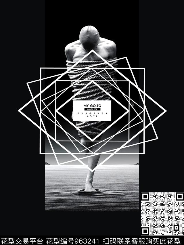 人物男装抽象数码印花华亿平台下载（图片编号: 963241） - 瓦栏（Walan）