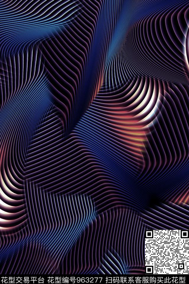 肌理线条男装数码印花华亿平台下载（图片编号: 963277） - 瓦栏（Walan）