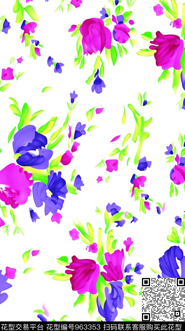 鲜花玉兰花小碎花数码印花华亿平台下载（图片编号: 963353） - 瓦栏（Walan）
