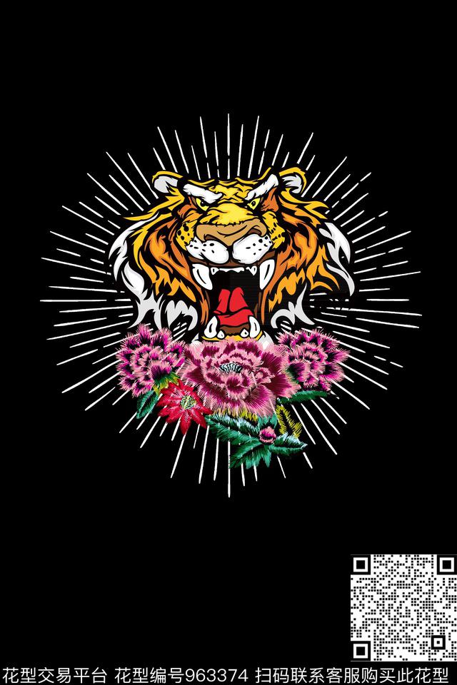 男装抽象花卉传统印花华亿平台下载（图片编号: 963374） - 瓦栏（Walan）