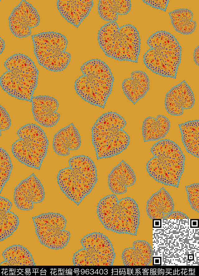 爱心花卉清爽底花卉数码印花华亿平台下载（图片编号: 963403） - 瓦栏（Walan）