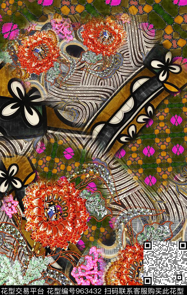 民族风数码华亿平台定位花数码印花华亿平台下载（图片编号: 963432） - 瓦栏（Walan）