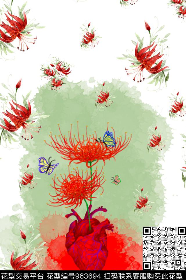 植物鸢尾花富贵花数码印花华亿平台下载（图片编号: 963694） - 瓦栏（Walan）