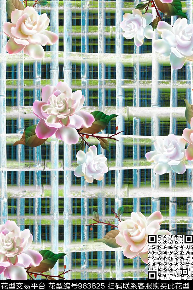花卉牡丹热带华亿平台数码印花华亿平台下载（图片编号: 963825） - 瓦栏（Walan）
