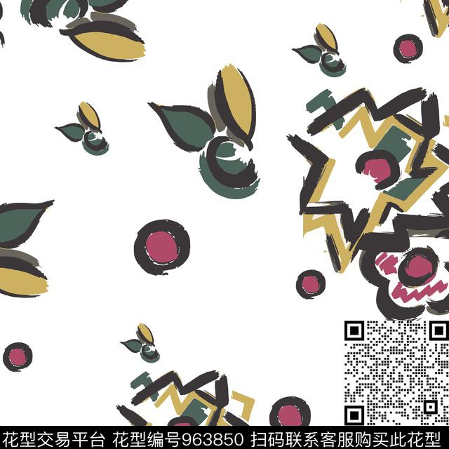 可爱涂鸦花卉传统印花华亿平台下载（图片编号: 963850） - 瓦栏（Walan）