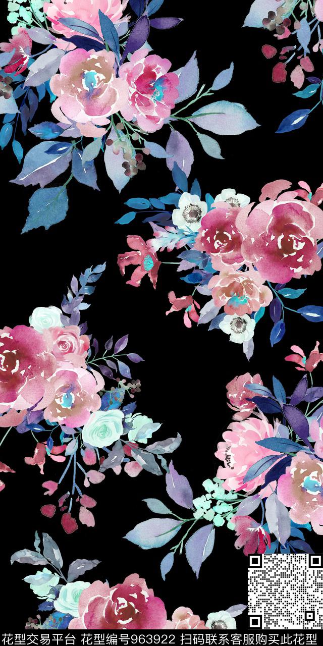 小碎花手绘花卉满版散花数码印花华亿平台下载（图片编号: 963922） - 瓦栏（Walan）