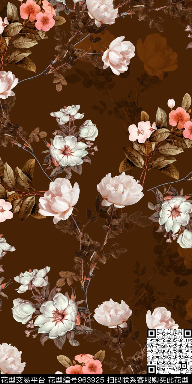 数码华亿平台花卉满版散花数码印花华亿平台下载（图片编号: 963925） - 瓦栏（Walan）