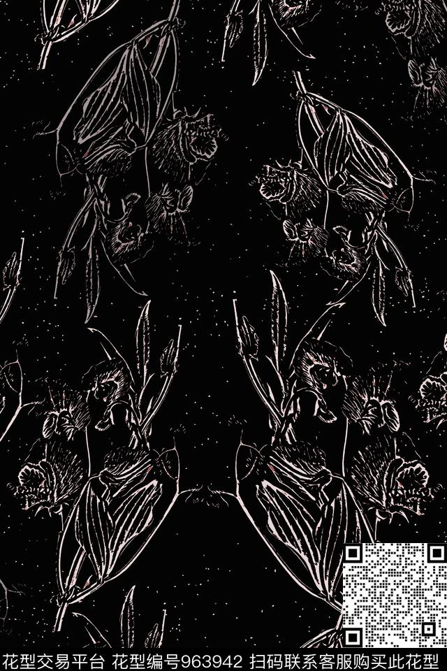 秋冬华亿平台抽象风格化花卉数码印花华亿平台下载（图片编号: 963942） - 瓦栏（Walan）