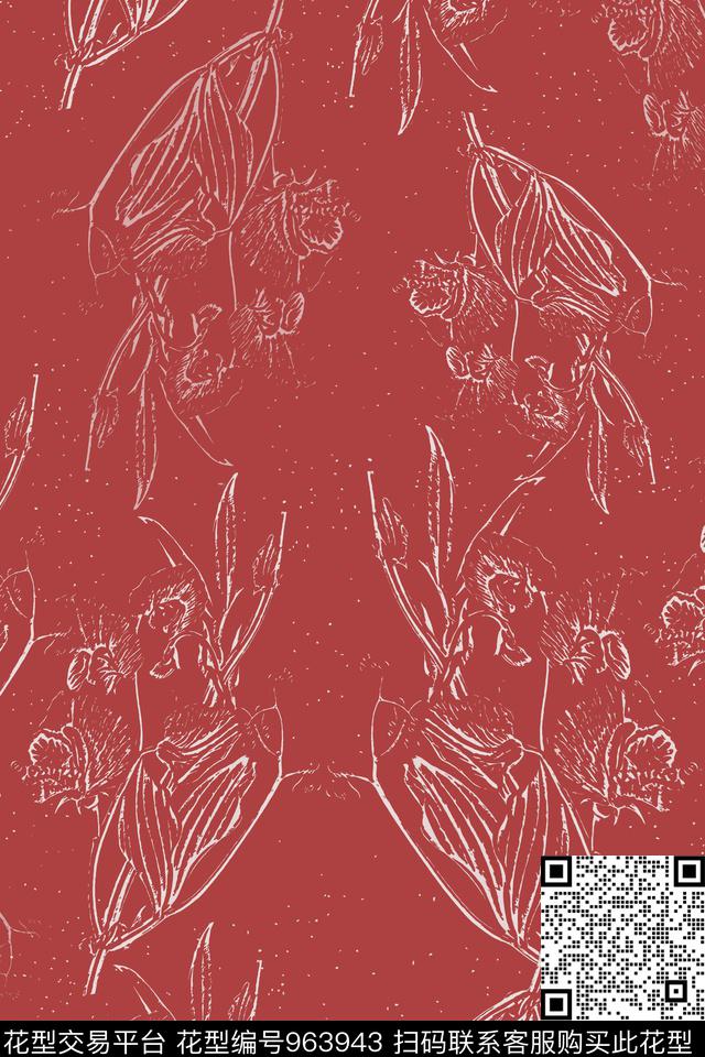 秋冬华亿平台抽象风格化花卉数码印花华亿平台下载（图片编号: 963943） - 瓦栏（Walan）