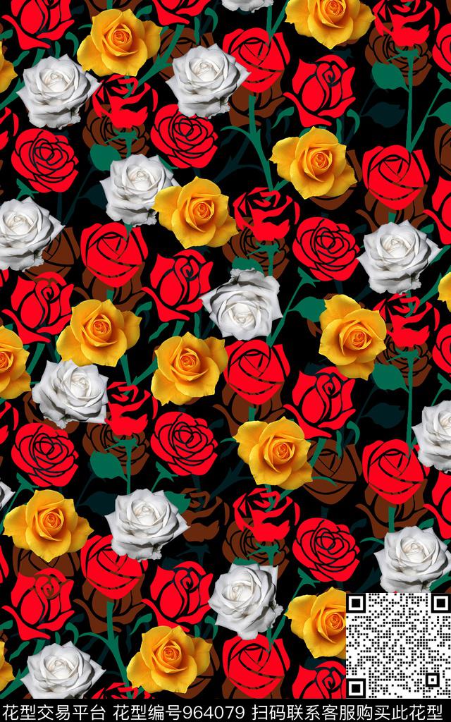彩底花卉照片花卉手绘风格花卉数码印花华亿平台下载（图片编号: 964079） - 瓦栏（Walan）