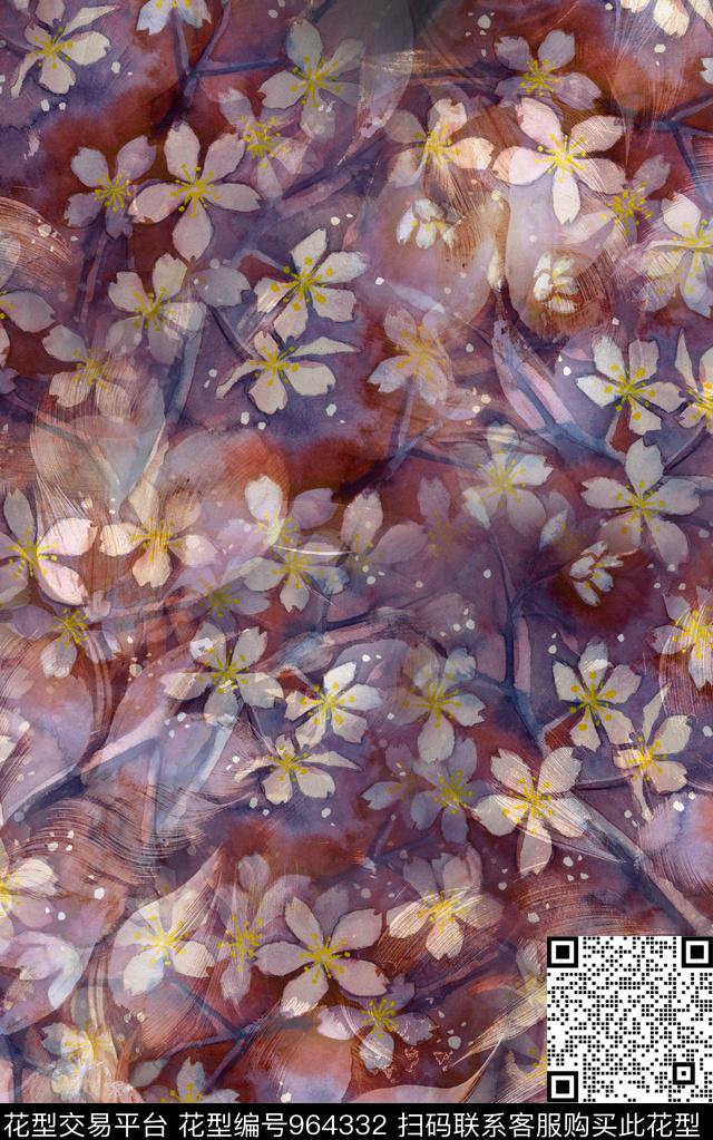 小碎花民族风花卉数码印花华亿平台下载（图片编号: 964332） - 瓦栏（Walan）