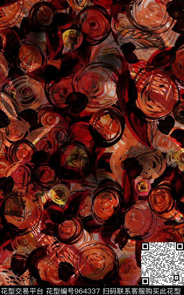 民族风抽象复古数码印花华亿平台下载（图片编号: 964337） - 瓦栏（Walan）