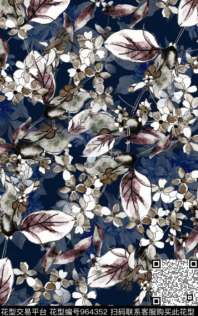 小碎花民族风花卉数码印花华亿平台下载（图片编号: 964352） - 瓦栏（Walan）