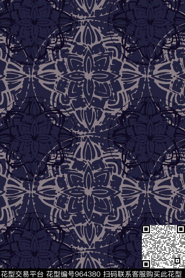 秋冬华亿平台风格化花卉圆圈与波点数码印花华亿平台下载（图片编号: 964380） - 瓦栏（Walan）