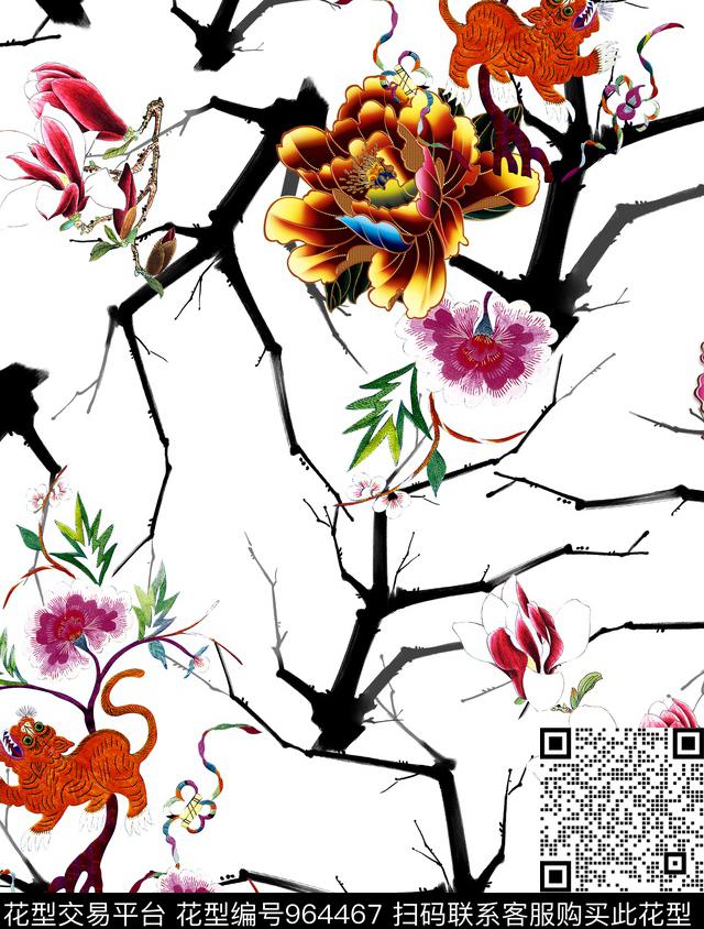 玉兰花花卉牡丹数码印花华亿平台下载（图片编号: 964467） - 瓦栏（Walan）