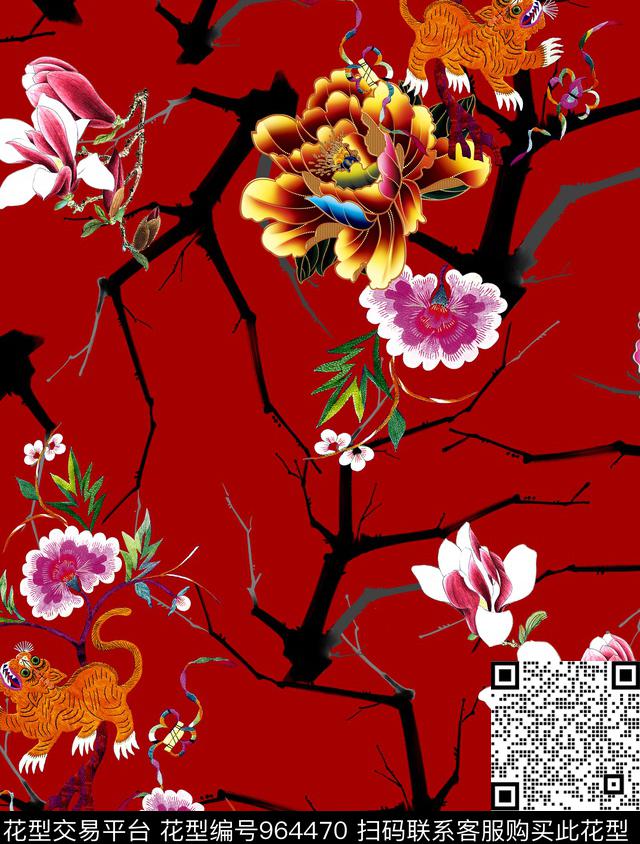 玉兰花花卉牡丹数码印花华亿平台下载（图片编号: 964470） - 瓦栏（Walan）