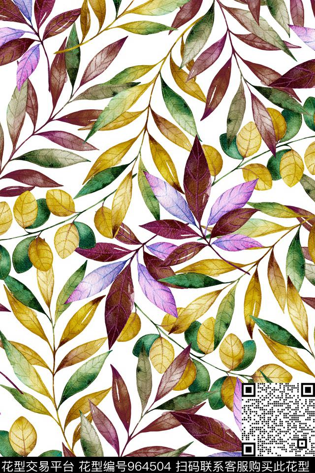 抽象炫彩清爽底花卉数码印花华亿平台下载（图片编号: 964504） - 瓦栏（Walan）