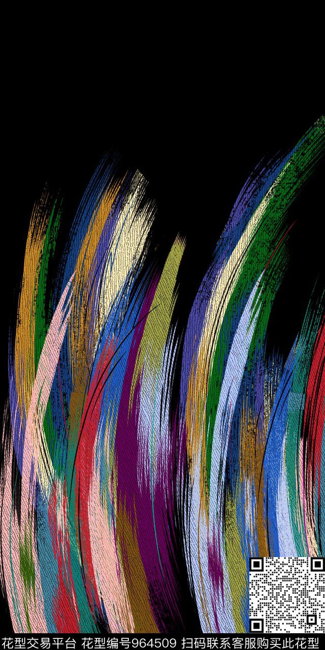 肌理抽象笔触数码印花华亿平台下载（图片编号: 964509） - 瓦栏（Walan）