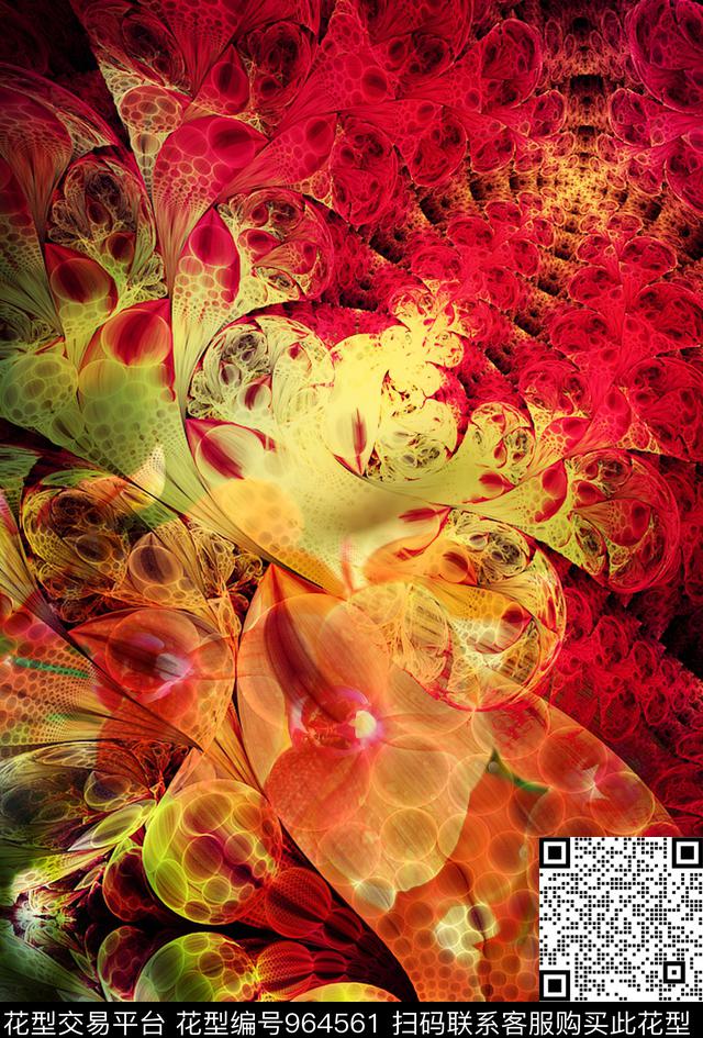 数码华亿平台花卉几何数码印花华亿平台下载（图片编号: 964561） - 瓦栏（Walan）
