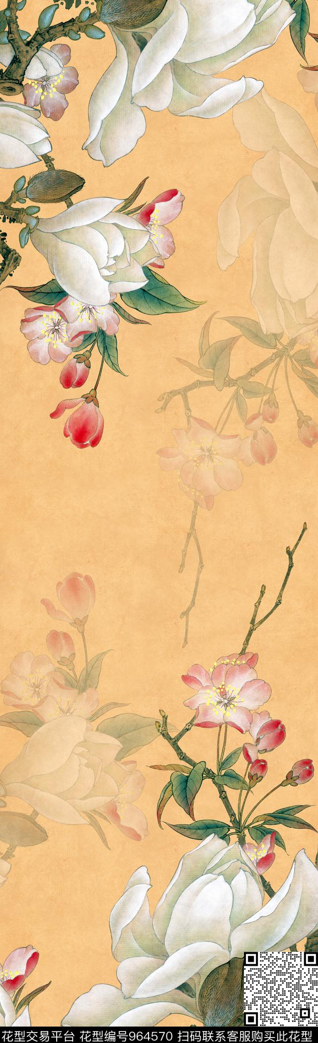 围巾梅花数码华亿平台数码印花华亿平台下载（图片编号: 964570） - 瓦栏（Walan）