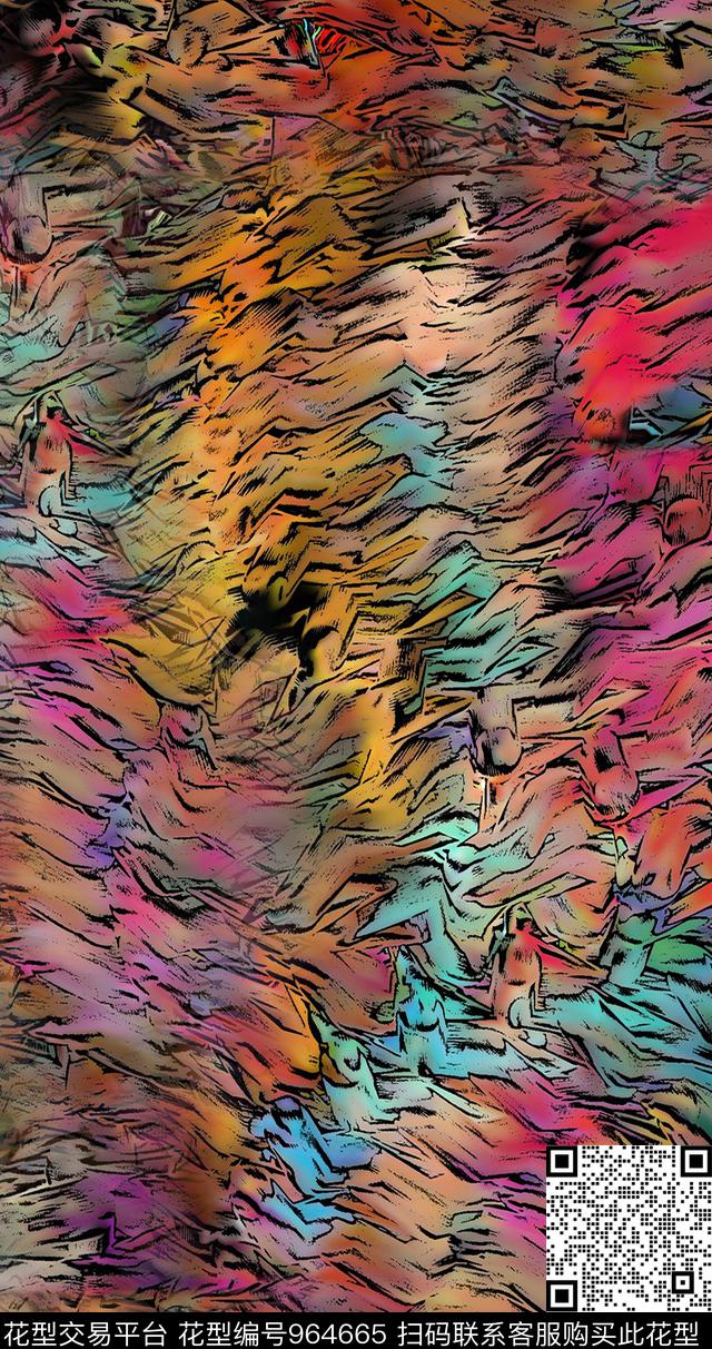 彩底花卉数码华亿平台抽象数码印花华亿平台下载（图片编号: 964665） - 瓦栏（Walan）