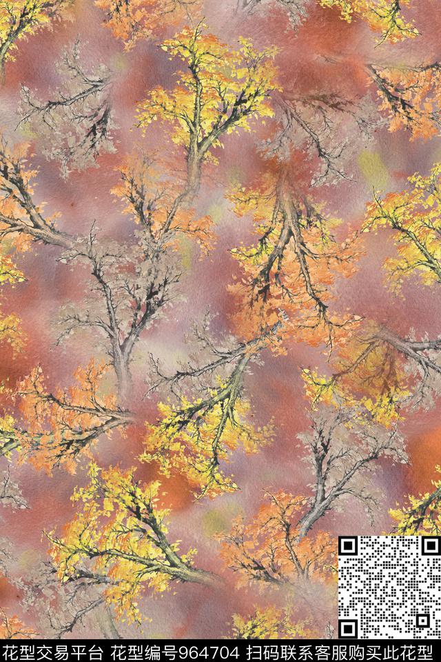 炫彩抽象树林数码印花华亿平台下载（图片编号: 964704） - 瓦栏（Walan）