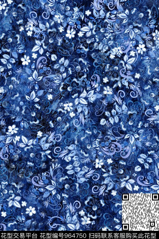 数码华亿平台肌理手绘花卉数码印花华亿平台下载（图片编号: 964750） - 瓦栏（Walan）