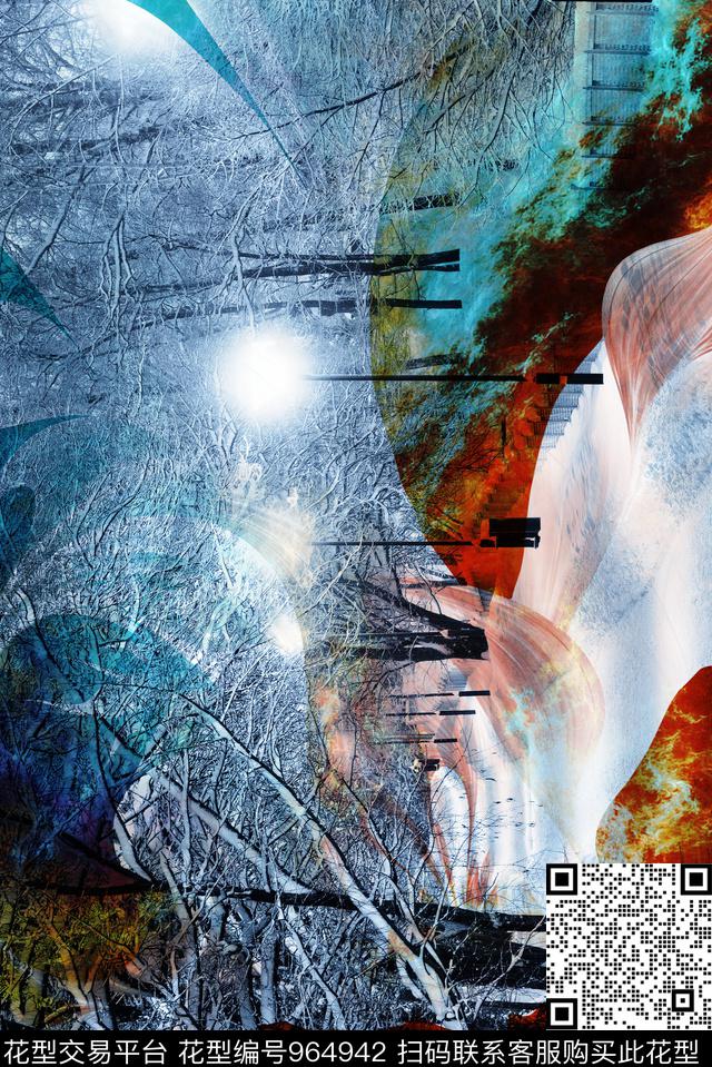 条纹数码华亿平台抽象数码印花华亿平台下载（图片编号: 964942） - 瓦栏（Walan）