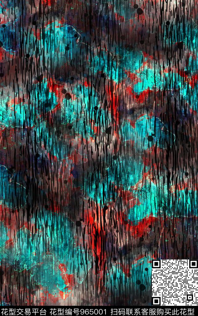 肌理抽象复古数码印花华亿平台下载（图片编号: 965001） - 瓦栏（Walan）