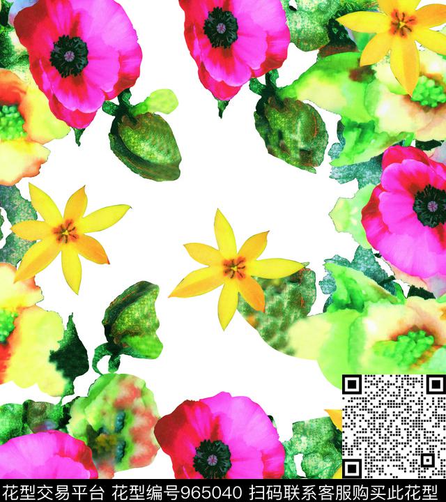 淑女花卉动物数码印花华亿平台下载（图片编号: 965040） - 瓦栏（Walan）